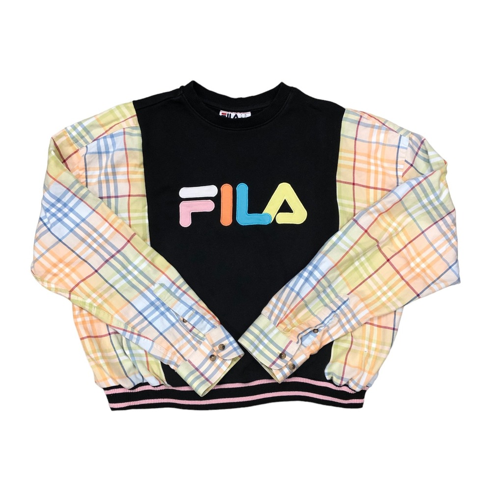 Upcycled athletic sport reworked sweatshirt flannel/cotton sleeves oversizedOOAK